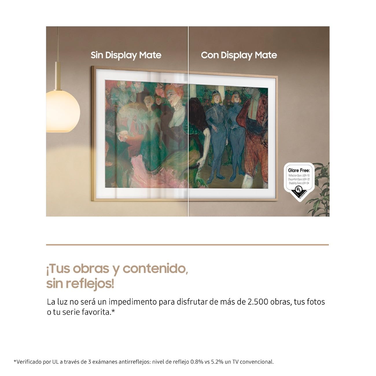 Samsung TV 65 Pulgadas The Frame LS03F 4K Smart TV, Galería de Arte con Display Mate, Marcos Intercambiables, 100% Volumen de Color con Quantum Dot y Cable Casi Invisible con One Connect