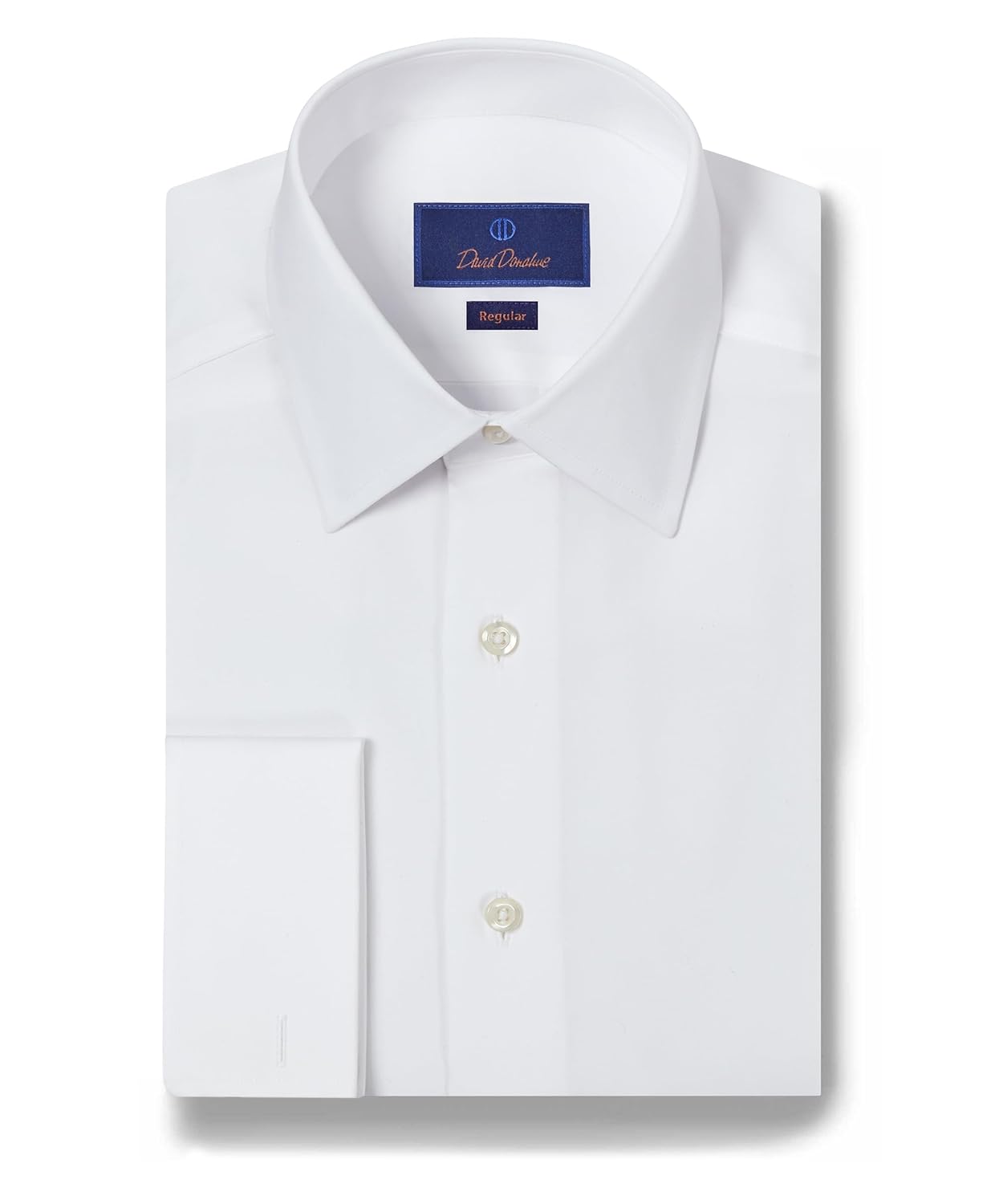 David Donahue Mens Regular Fit White Broadcloth French Cuff Dress Shirt