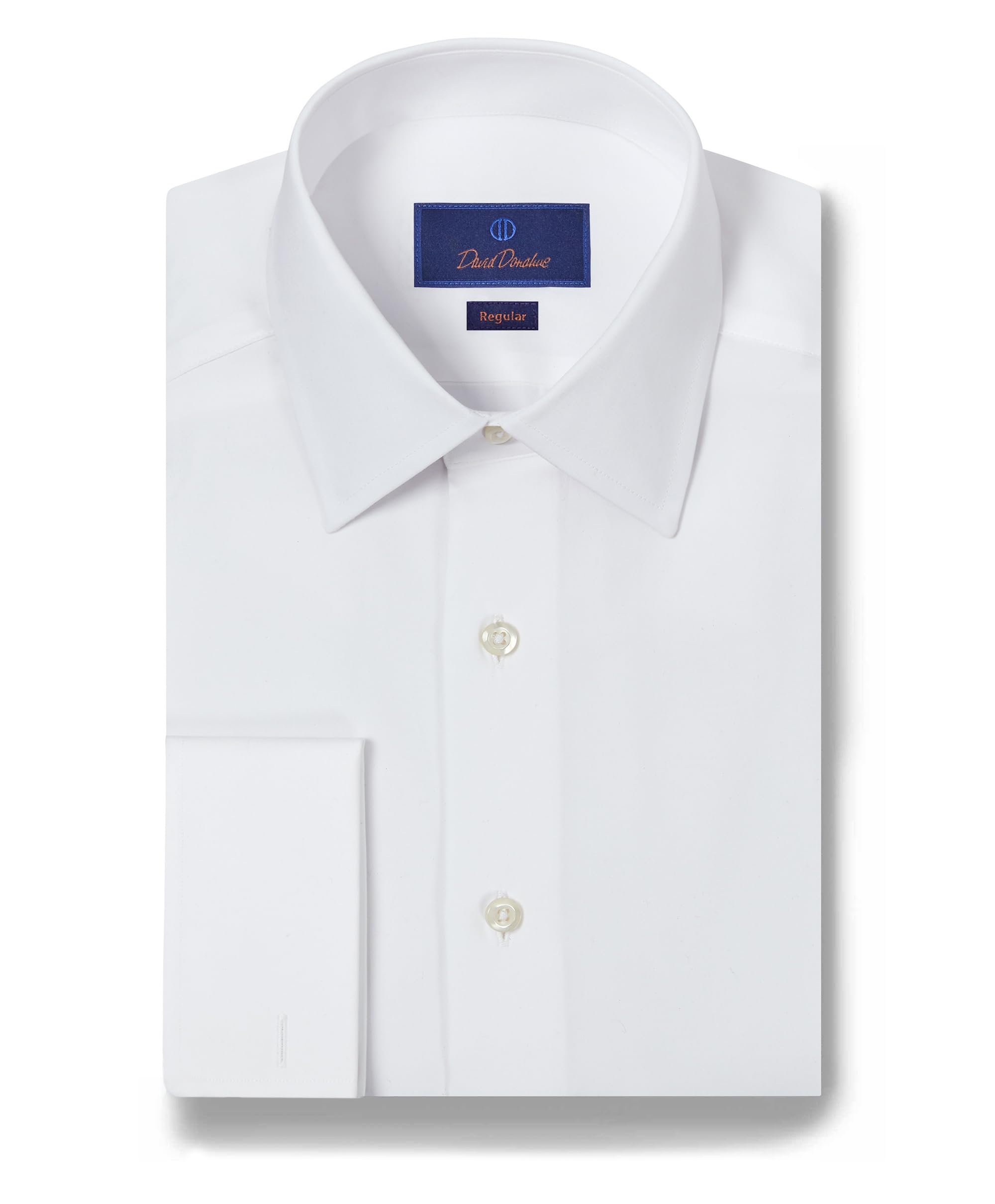 David Donahue Mens Regular Fit White Broadcloth French Cuff Dress Shirt