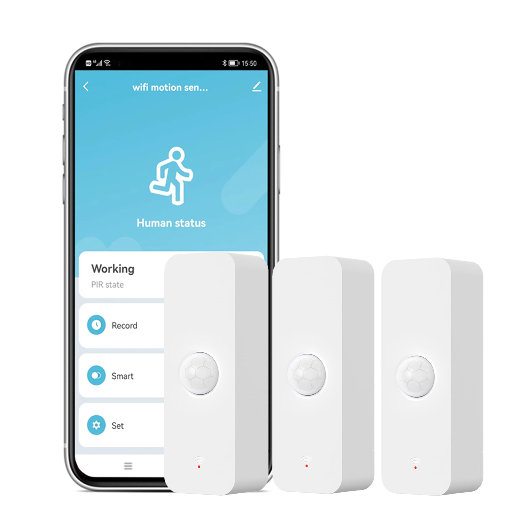 【3er Pack Smart PIR Bewegungssensor】WiFi Bewegungsmelder mit App-Benachrichtigungen, drahtloser Kontaktsensor für Haussicherheit und Smart Home Automatisierung, kein Hub erforderlich, kompatibel mit