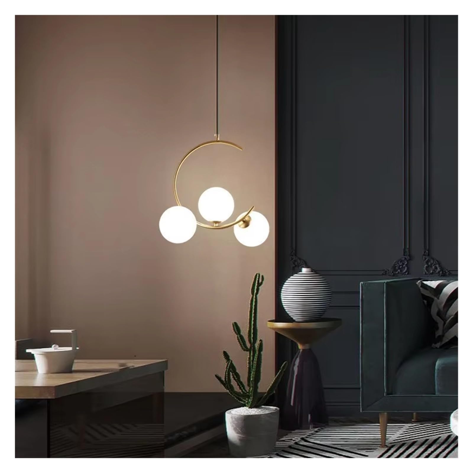 CWCQGH White Glass G9 Bulb Pendant Light Gold Metal Home Hanging Lamp for Dining Room Bedroom Foyer,Neutral White-3lights