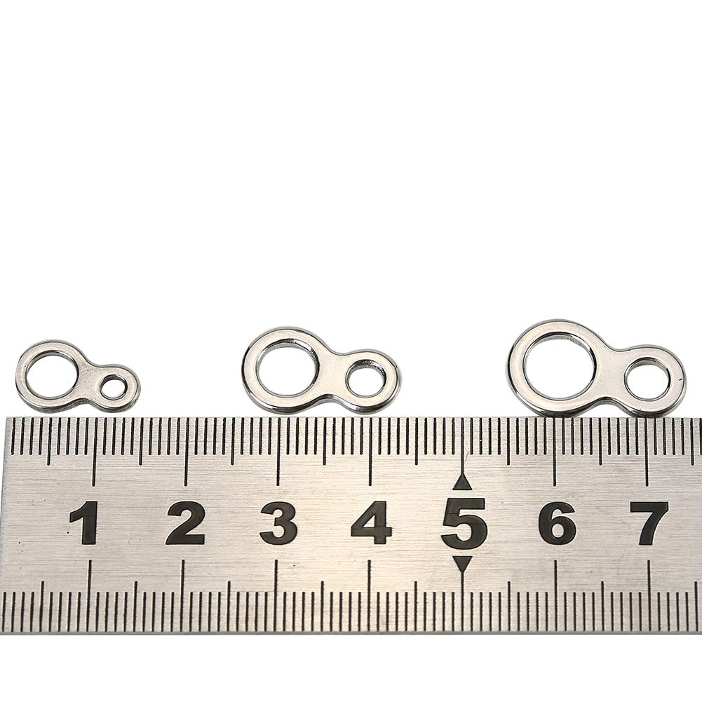 FishTrip Lot de 50 anneaux de pêche solides en acier inoxydable pour hameçons, gabarits papillon, bas de ligne en eau salée et eau douce (taille 1_ 90,7 kg