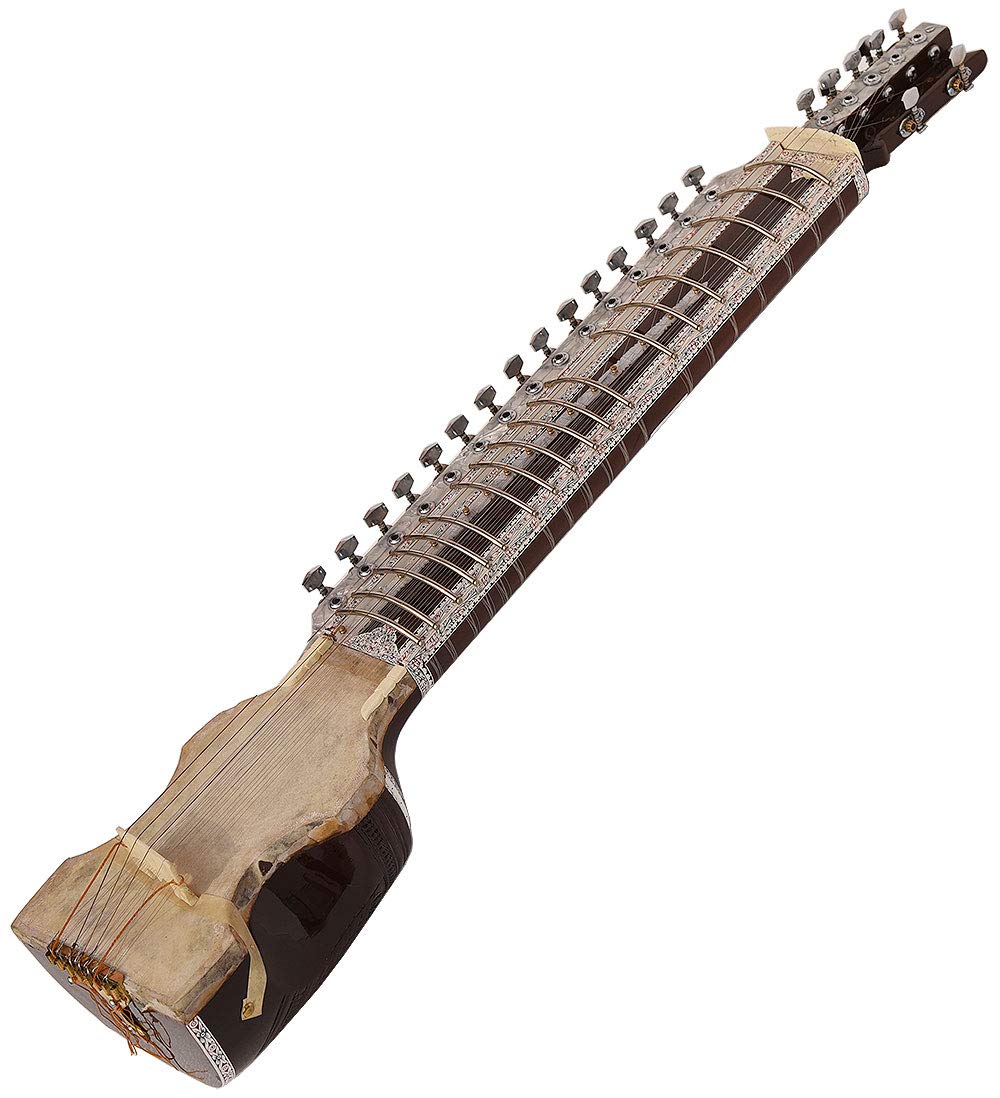 Dilruba, Profi-Qualität, Handgefertigtes indisches Saiteninstrument mit Hartschalenkoffer, 4 Hauptsaiten aus Legiertem Stahl, Braun, Zeder, 99 x 107 cm, 4 bis 6 Werktage Lieferung