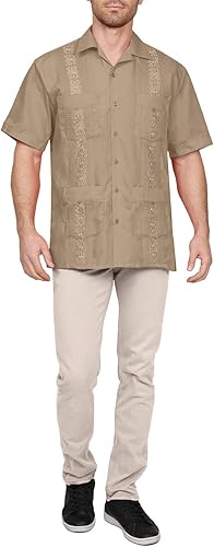 Miniatura 4 de NE PEOPLE - Camisas de manga corta con botones estilo guayabera cubana para hombre, tallas S a 4XL