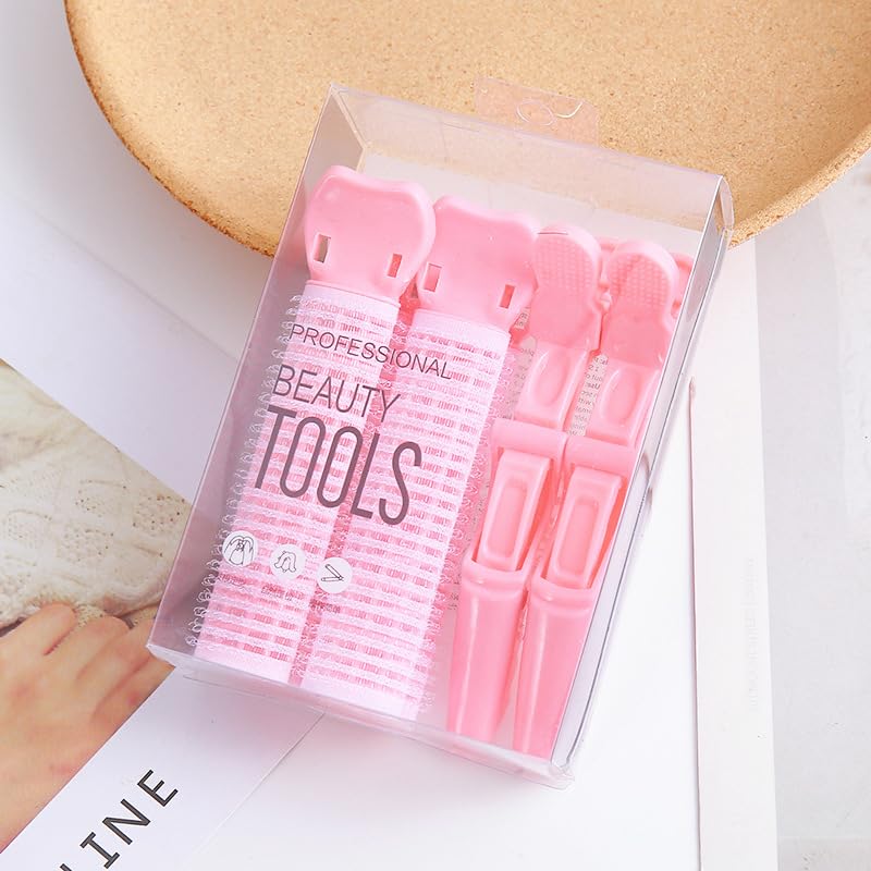 Image of ANNA CREATIONS 4 Pcs Root Hair Clip Set - 2 Hair Rollers with 2 Crocodile Clips for Women & Girls - Heatless Hair Volume Curler Clip Tool for Long & Short Hair, Forehead Styling