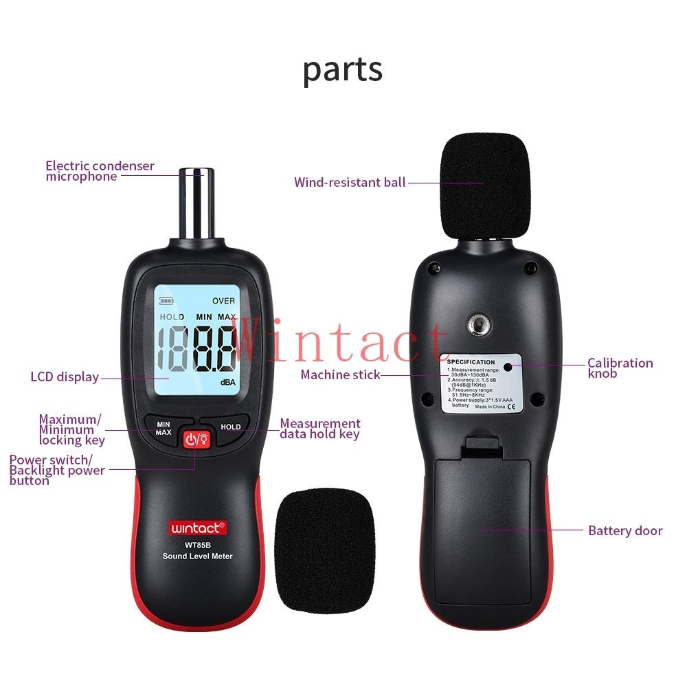 Sonometro Nivel Digital Db Sound Meter Data Logger 30 ~ con 130dBA en Tiempo Real Intervalo de muestreo y el Valor Ajustado