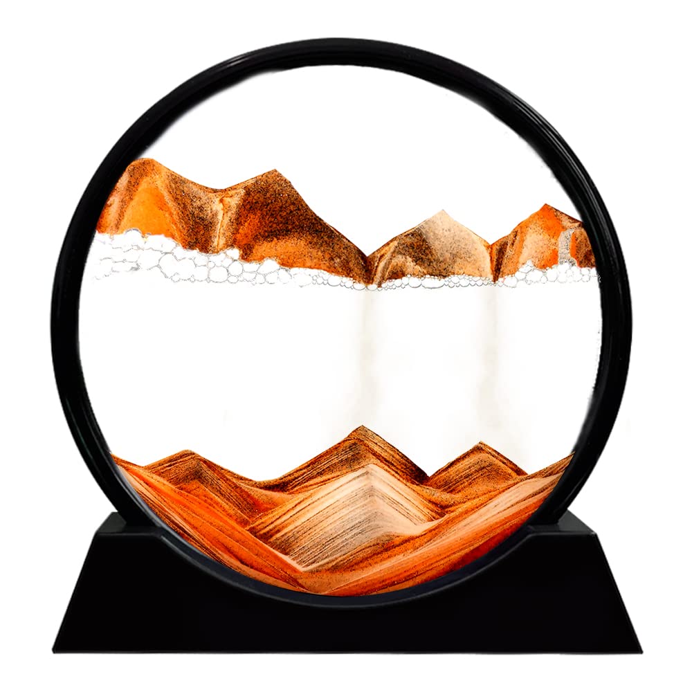 Feilicraft Moving Sand Art Picture Round Glass Frame Sandscapes 3D Deep Sea Display in Motion Dynamic Flowing Grit Photo Hourglass Desktop Art Home Office Decoration Party Gift (7‘’, Black) (B09QG2T5M9) Amazon Price History, Amazon Price Tracker