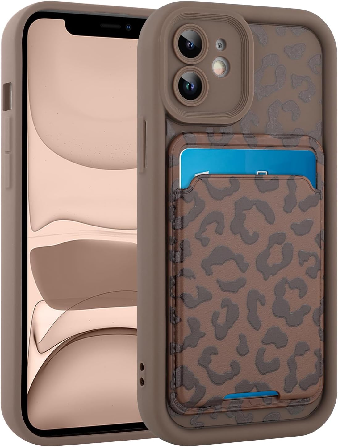 MOWIME Compatible with iPhone 11 Case with Card Holder, Cheetah Print Shockproof Soft TPU Protective Case Women Girls, Anti Scratch Wallet Case for iPhone 11 6.1 Inch, Brown - Image 6