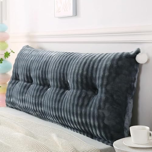 Rückenkissen Lang Rechteckiges Lendenkissen, Bett-Rückenstütze Rechteckige Rückenstützkissen Stützkissen Sitzkissen für Bett Sofa Kopfteil Lesekissen Kopfteilkissen (150 x 40 x 25 cm, Plüsch Grau)
