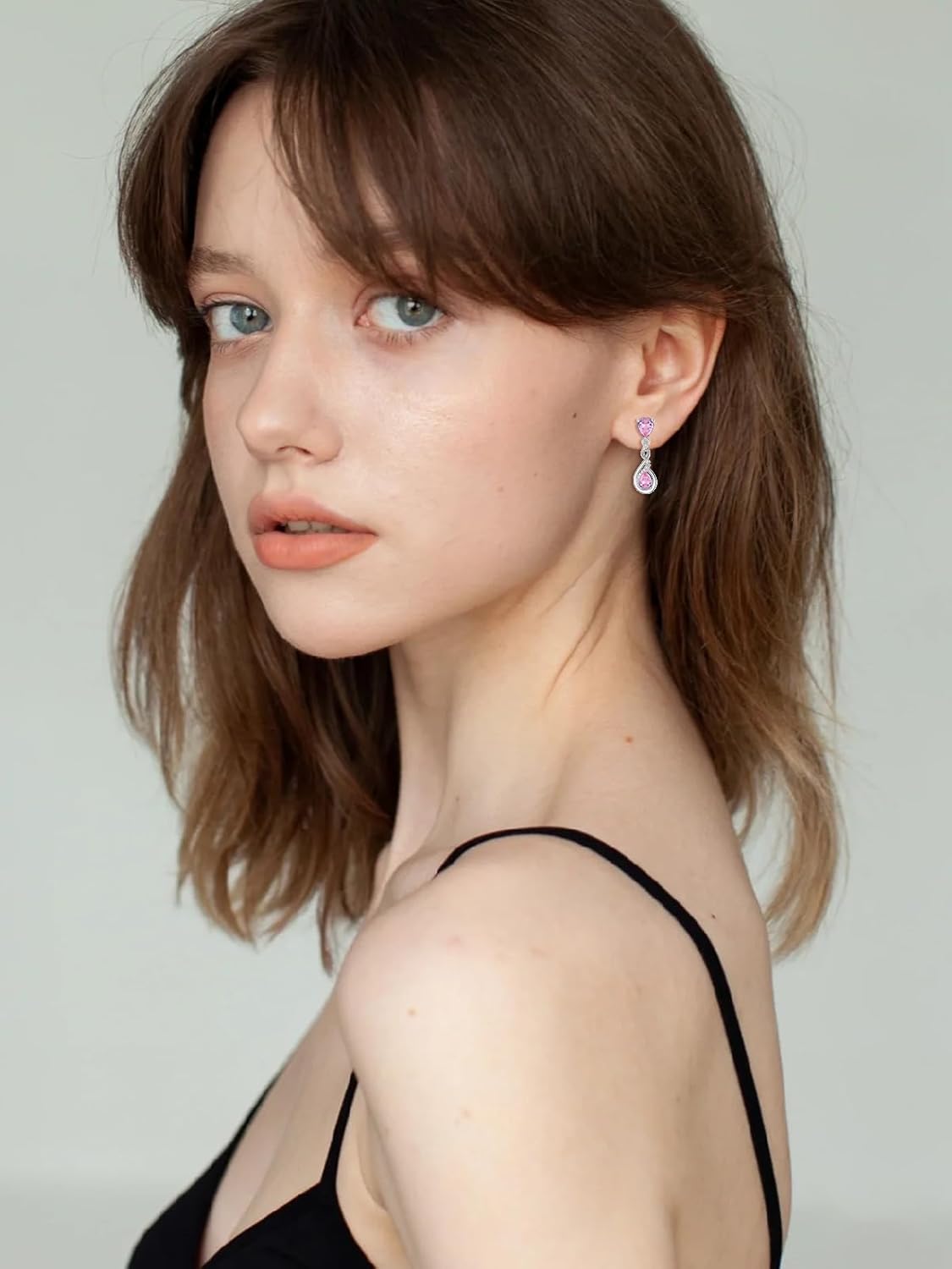 Seiyang Infinity Birthstone Earrings 925 Sterling Silver 12 Months Teardrop Birthstone Dangle Drop Earrings Infinity Love Birthday Jewelry Gifts for Women Mom Her - Image 2