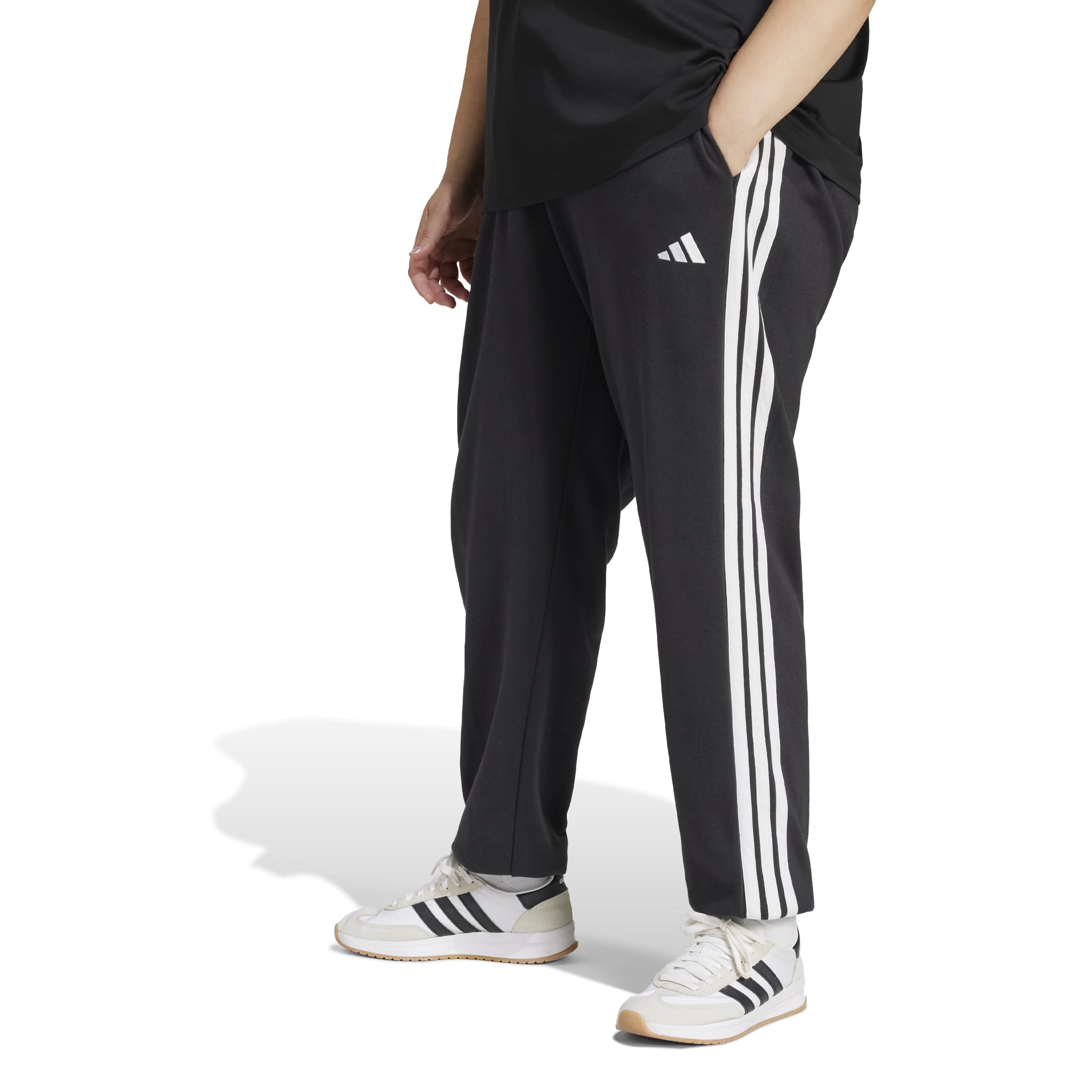 Adidas Damen Hose Essentials 3-Stripes French Terry Cuffed Pants (Plus Size)