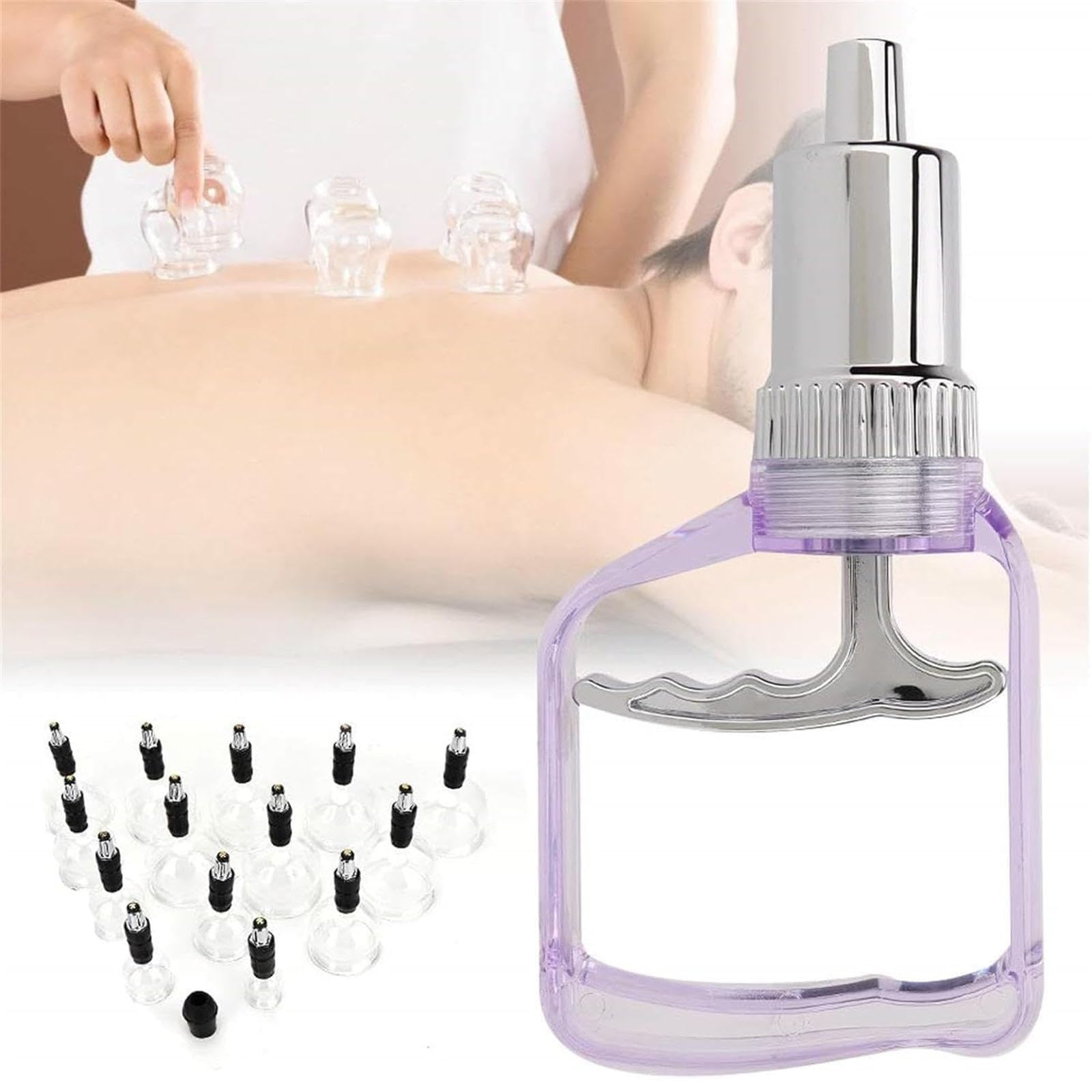 Set di coppette da 14 Pezzi, Set di coppette Cinesi sottovuoto, Terapia di coppettazione Fisica Cinese con Punti di agopuntura per Salone di Bellezza o Uso Domestico