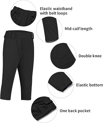 QBK 2T/3T/4T/5T to Youth Toddler Boys Knicker Baseball Pants Girl Softball Pants Kids Tee Ball Pants
