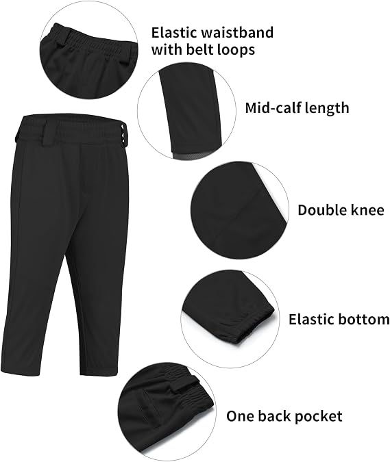QBK 2T/3T/4T/5T to Youth Toddler Boys Knicker Baseball Pants Girl Softball Pants Kids Tee Ball Pants