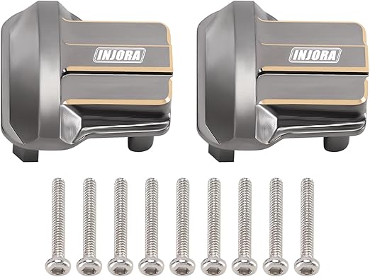 INJORA Brass Front Rear Axle Diff Covers - Grey Coating Diff Cover for TRX4M 1/18 Crawler Car Upgrade Parts,2PCS