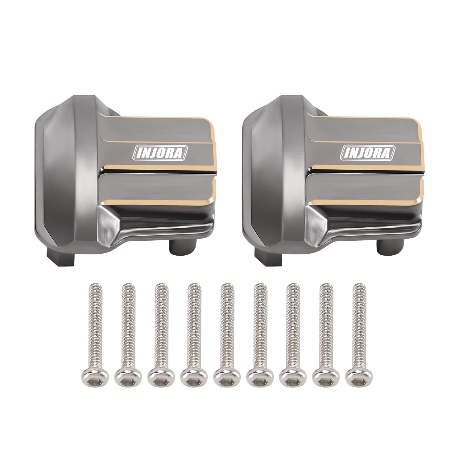 INJORA Brass Front Rear Axle Diff Covers - Grey Coating Diff Cover for TRX4M 1/18 Crawler Car Upgrade Parts,2PCS