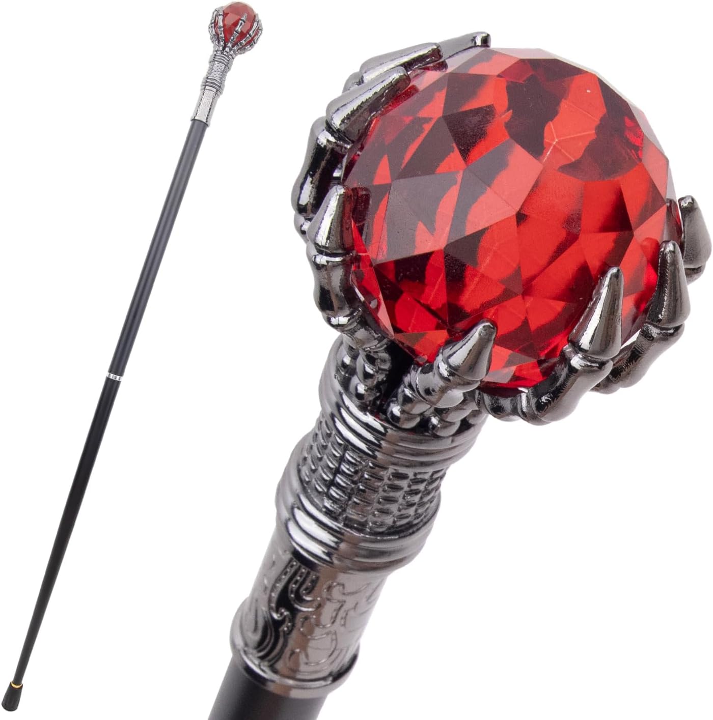 Red Glass Ball Steampunk Cane Fashion Decorative Stick Gentleman Luxury Crosier Knob Walking Stick 93cm