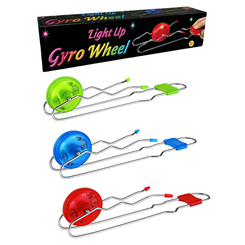 eMKay® Pack of 2 Light Up Gyro Kinetic Wheels | Magnetic Twirler Toys with Flashing Lights | Sensory Fidget Spinners for Kids | Rail Twister Spinners | Stocking Fillers & Party Bag Toys