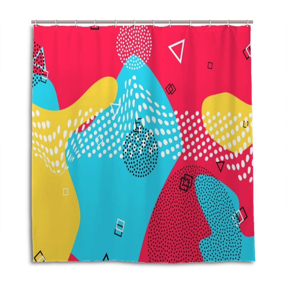 Rideau de douche avec crochets polyester lavable motif pêche 183x183