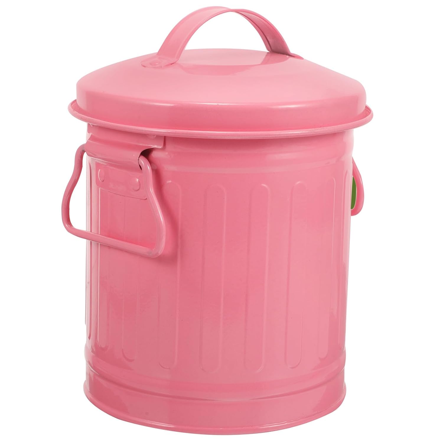 Hemoton Metal Trash Can for Table with Lid, Small Desktop Waste Bin, Retro Pink Iron Storage Bucket for Office and Bedroom Desk Organization