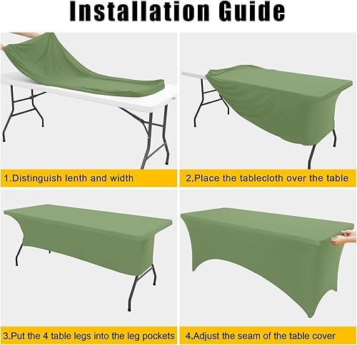 Miniatura 106 de Smiry Paquete de 2 manteles de elastano de 6 pies, elásticos ajustables, lavables y sin arrugas, rectangulares para mesa de patio, para exteriores,