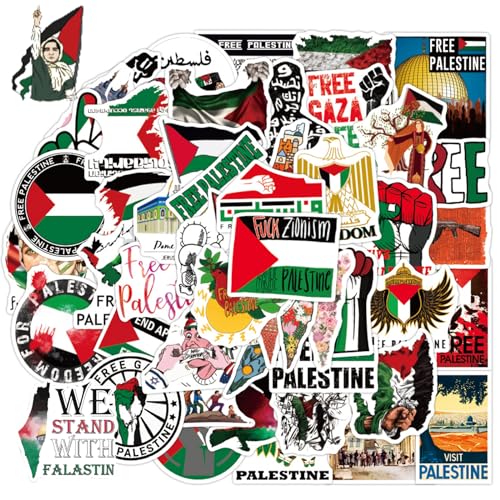 Lithyc Paquet de 100 PièCes, Autocollants En Forme de CœUr Palestinien - Sticker de Drapeau de Palestine - Mini Pack Autocollant - Adapté à la DéCoration D'Ordinateurs Portables