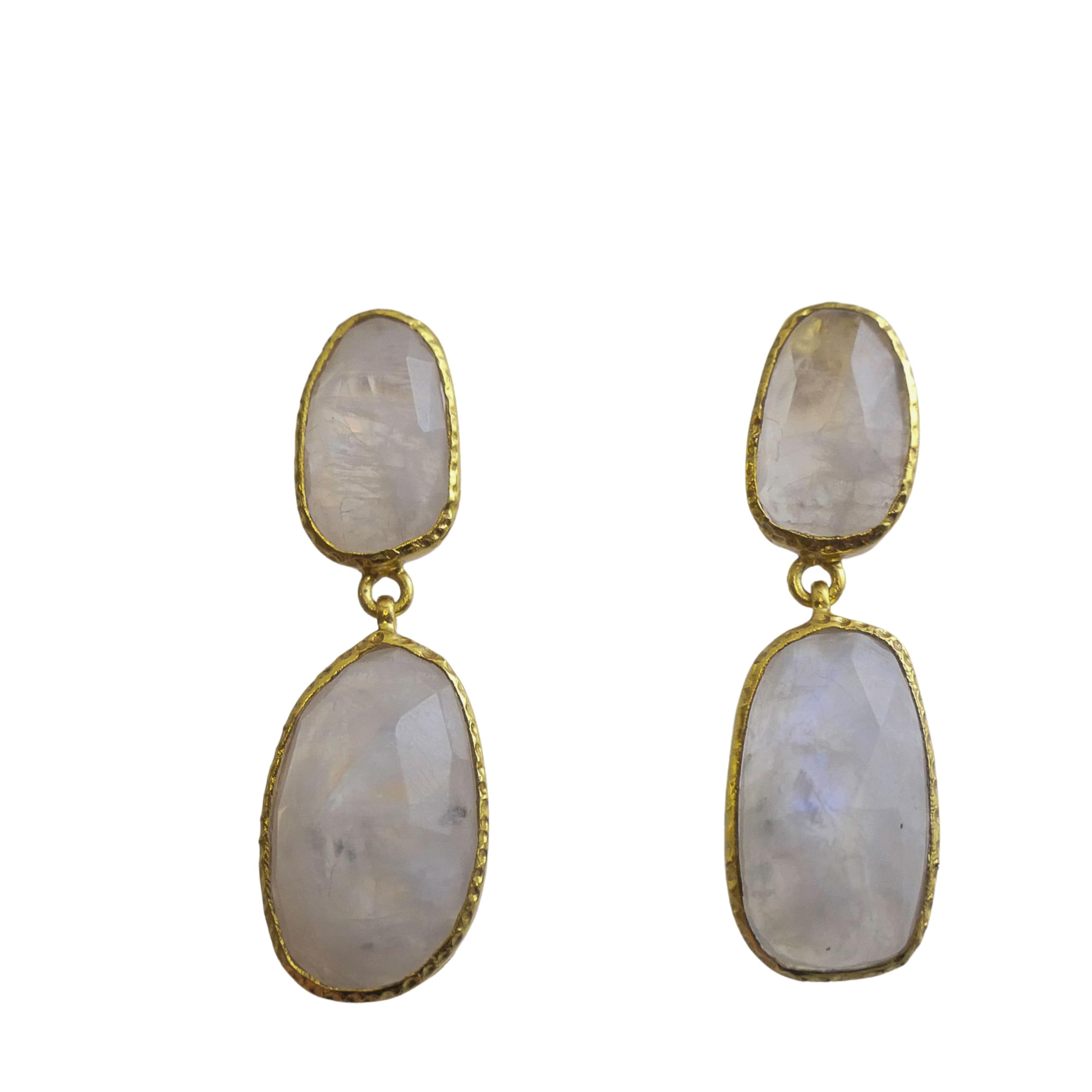 Pendientes de piedra lunar, plata de ley 925 bañada en oro | piedra preciosa natural, forma de gota