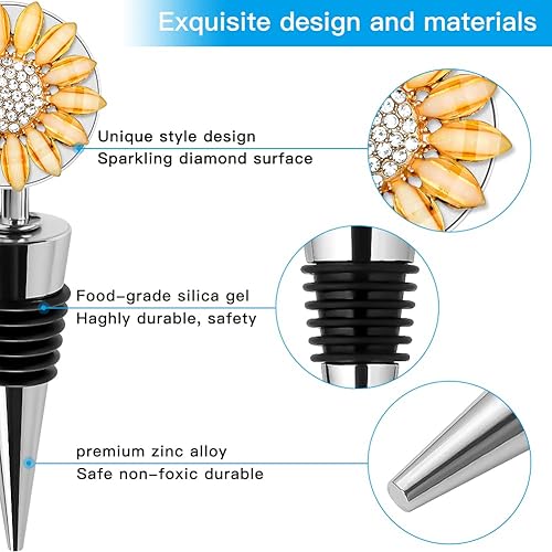 Miniatura 3 de Soleebee 1 paquete de tapones decorativos para vino, delicados tapones de vino con diamantes con motivos de animales y plantas, tapones