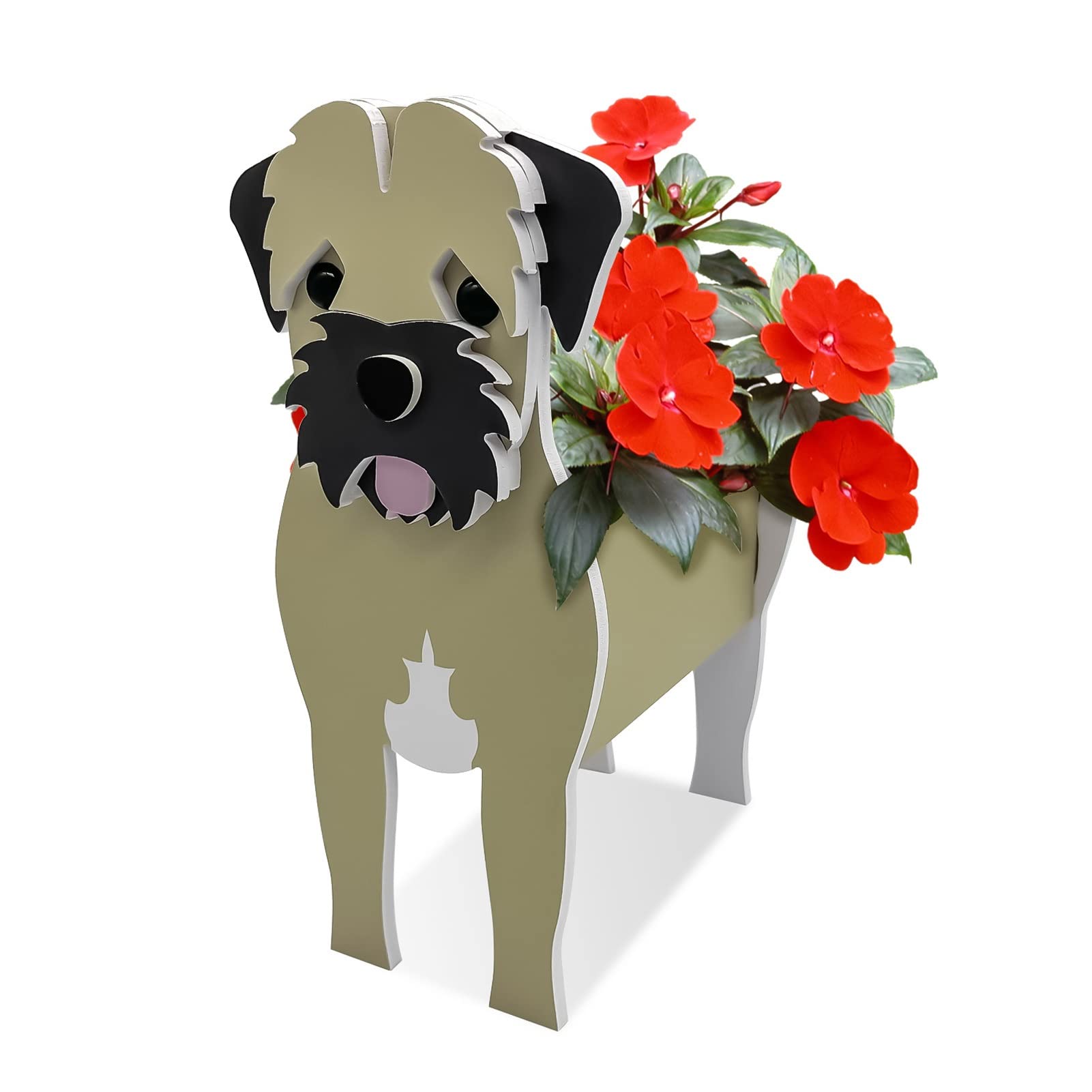 Kerfuyia Border Terrier Dog Planter Pot, Cute Pvc Plant Pot With Storage, Handmade Planter With Drainage Holes For Garden Decoration, Rectangular Plant Container Holder For Succulents, Cactus ( Color : Size