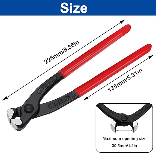 Miniatura 2 de Tnisesm Alicates de abrazadera de oreja de 9 pulgadas, herramienta de prensado de abrazadera de manguera, alicates de abrazadera de acero al