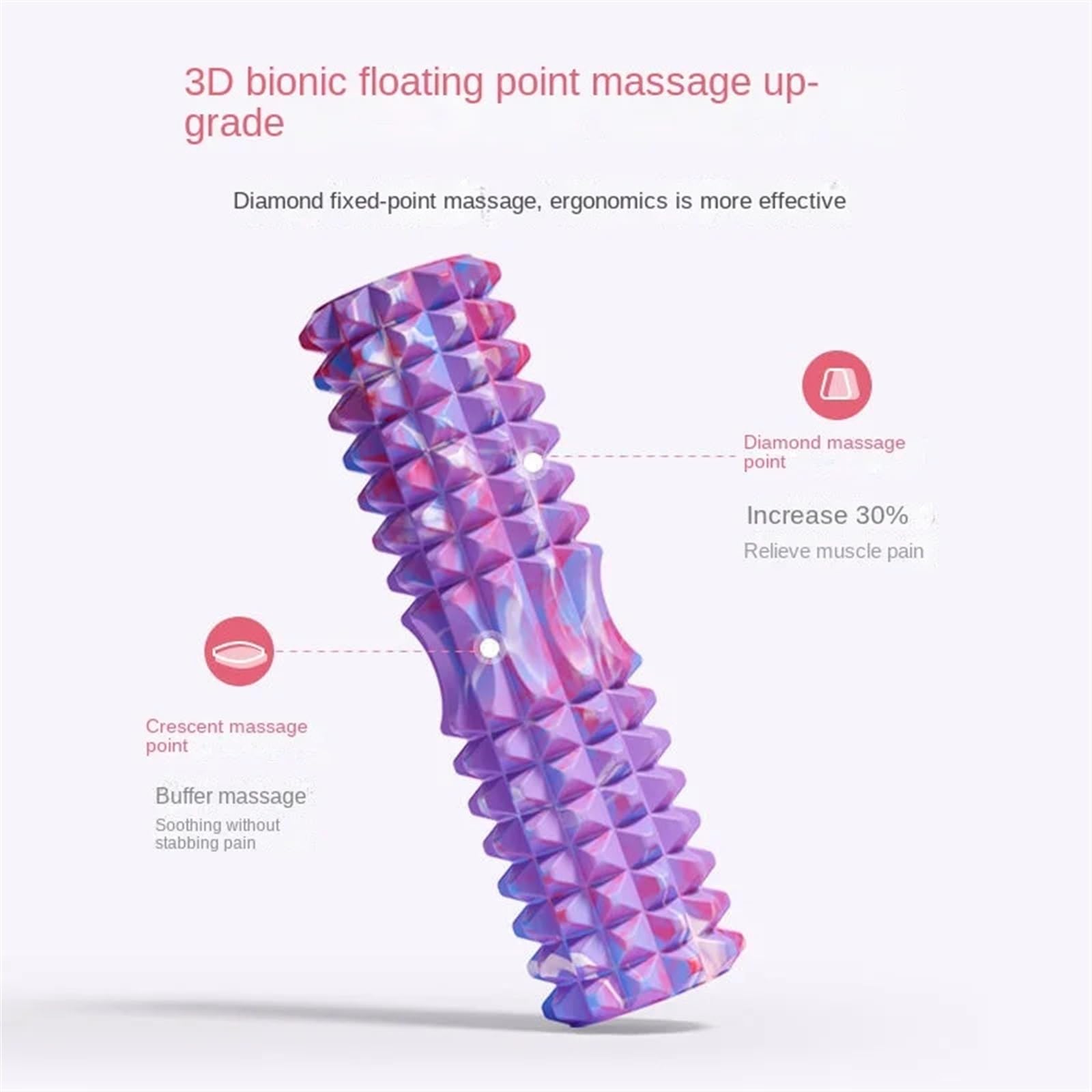 foam roller Rodillo de espuma con eje for relajación muscular, rodillo masaje, columna Yoga, equipo Fitness, 45x16cm para Espalda Piernas y Yoga