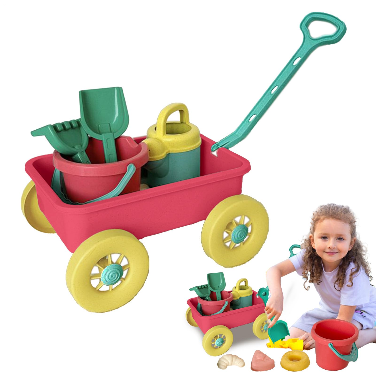 Sandspielset, Strandsandspielzeug - Frühes Lernen Sandspielspielzeug mit Trolley 8 Stücke | Tragbarer Spaß im Freien im Freien für Seaside Beach außerhalb des Campings