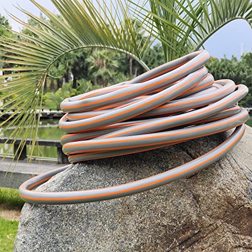 Outdoor Garden Water Hose 50 Ft, Super Flexible, Non-Kink, Drinking Water Safe, 300Psi, 5/8" Dia. Professional Vinyl Hose, Perfect For Home, Yard, Rv Car, Gray-Orange #TOP5