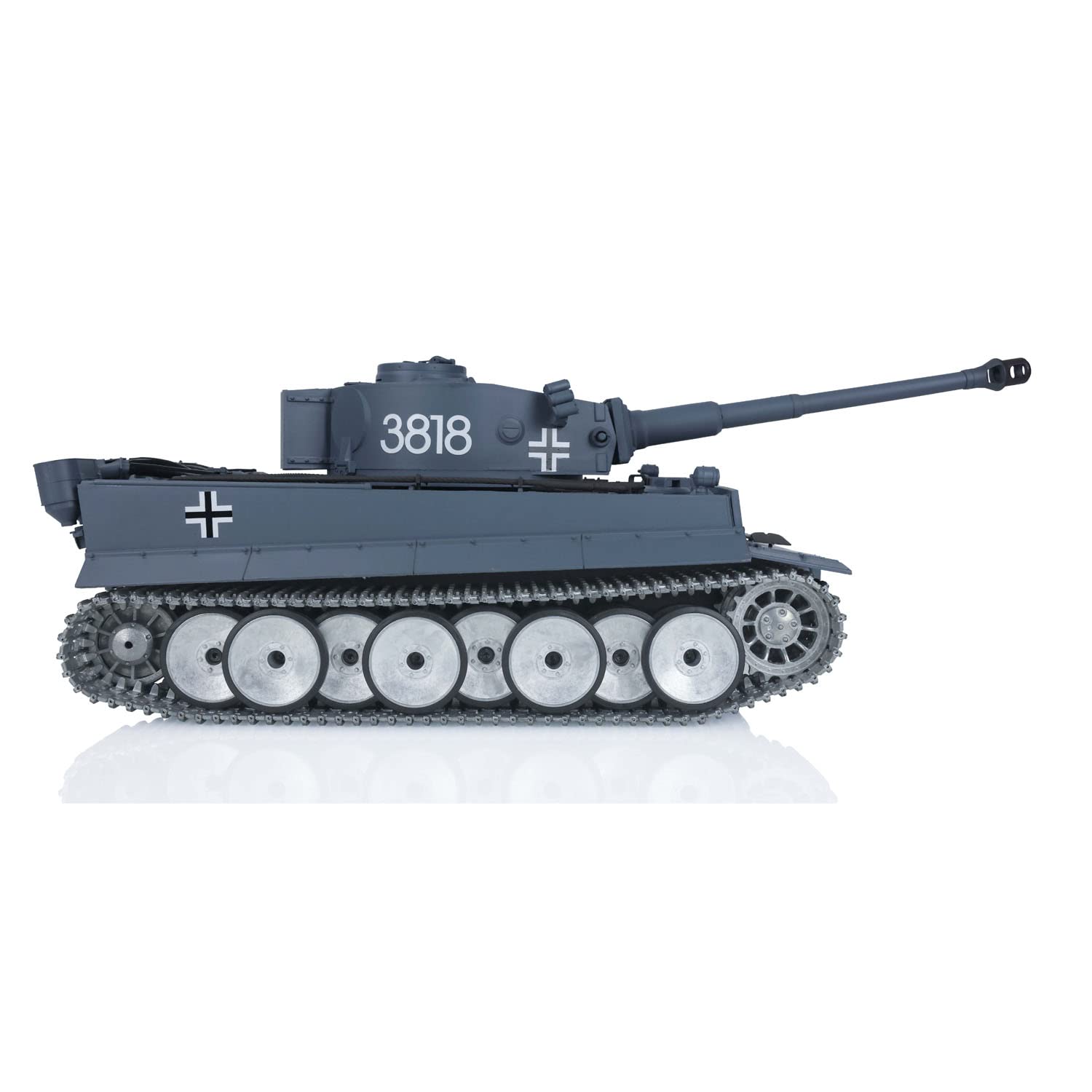 Heng Long 1/16 7.0 Tiger I RTR RC Tank 3818 W/Barril Retráctil Metal Track Wheels Torreta Rotación 360° Ruedas tensoras de metal Infrarrojo Combat Light Sound, TH17244-AMZUS2-1