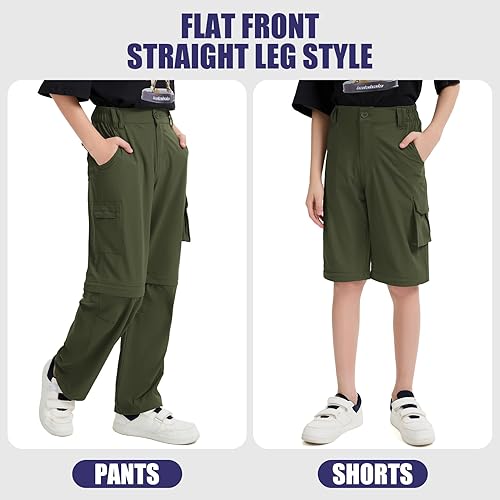 Miniatura 3 de Pantalones cargo para niños, senderismo, secado rápido, ligeros, convertibles, para jóvenes, impermeables, para exteriores, camping, pesca,