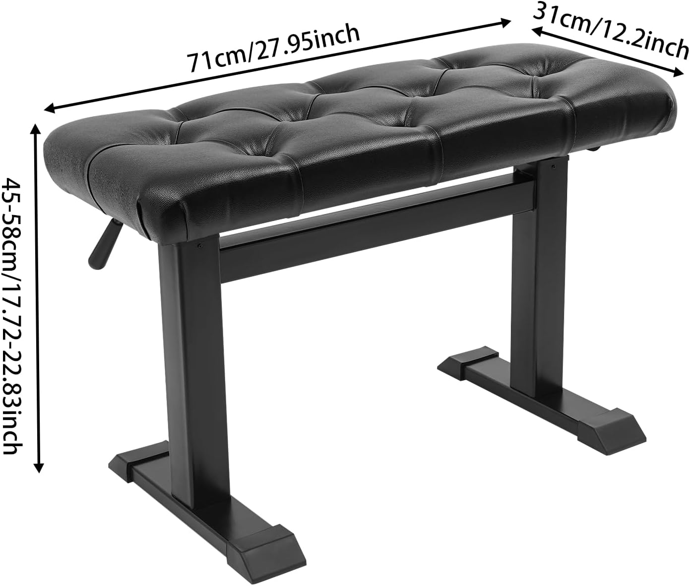 Height Adjustable Piano Bench Hydraulic Lifting Keyboard Stools with P U Modern Leather Heavy Duty Piano Stool Sponge Lining Music Bench Seat for Bedrooms Living Rooms Entryways