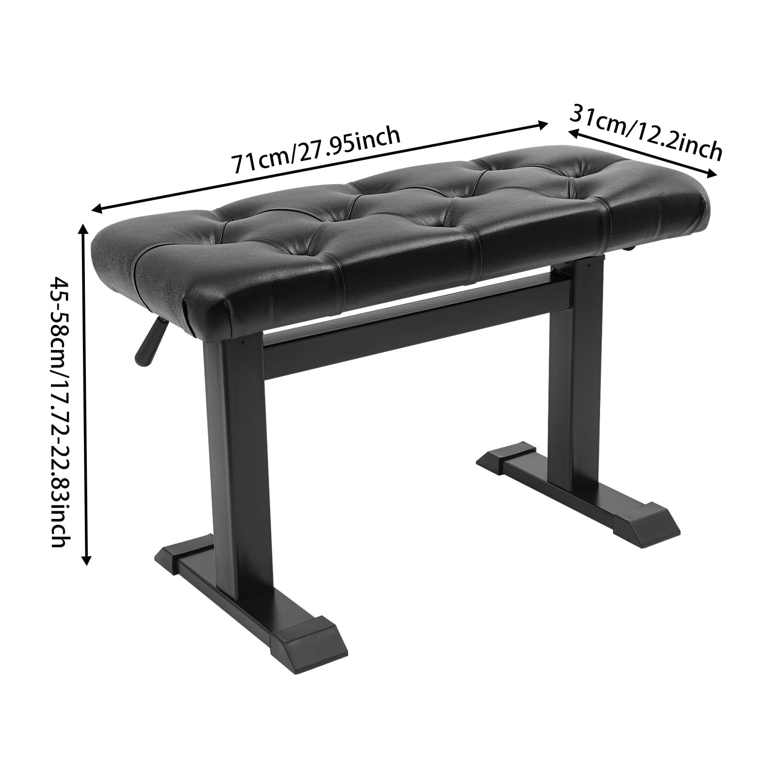 Klavierbank mit verstellbarer Höhe, hydraulischer Hebe-Keyboardhocker, hochdichter Schwamm, strapazierfähig, unterstützt bis zu 180 kg, ideal für Musiker