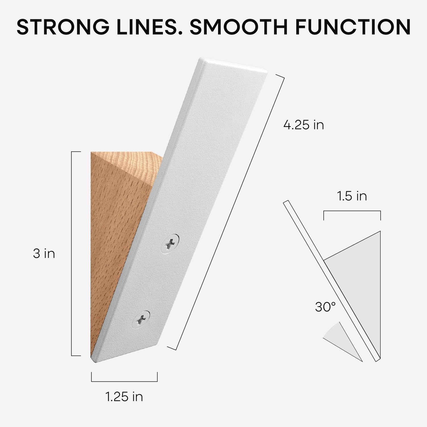 Perchero de pared – Juego de 3 ganchos de madera de haya de metal blanco para colgar abrigos – Ganchos de sombrero para pared – Ganchos decorativos de pared – Perchas para sombreros para pared