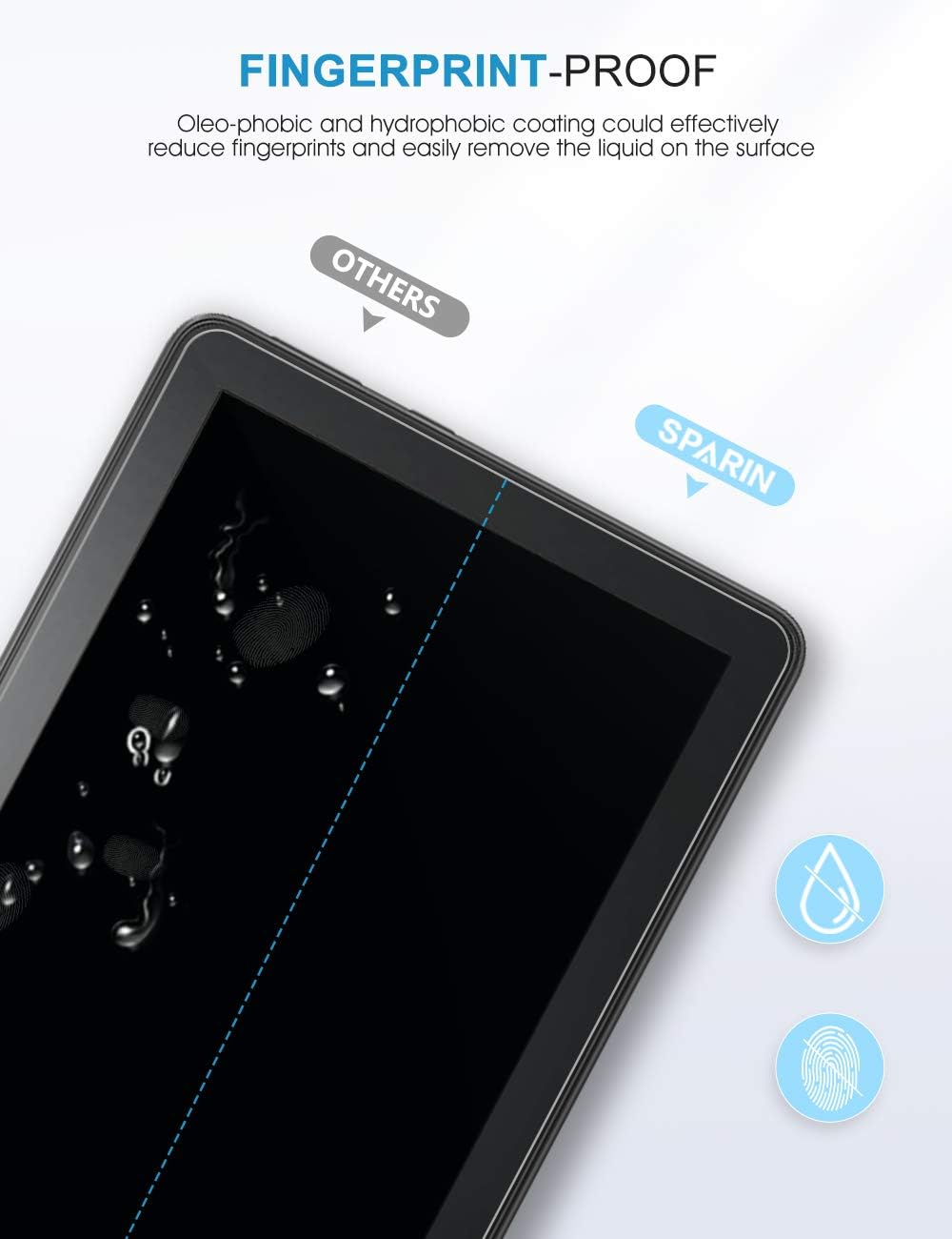 SPARIN Screen Protector for All-New Fire HD 8, [Tempered Glass] [HD Clear] Screen Protector for Fire HD 8 & All-New Fire HD 8 Kids Edition Tablet