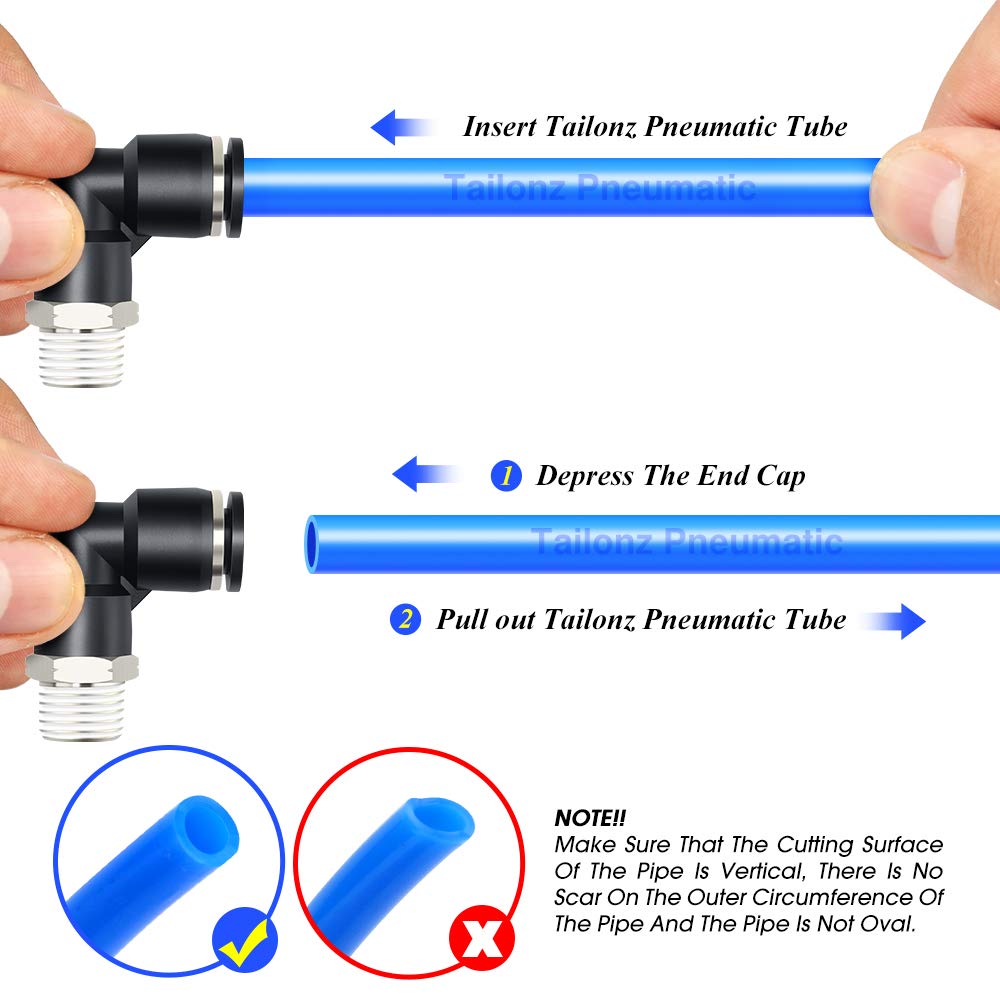 TAILONZ PNEUMATIC Male Elbow 1/4 Inch Tube OD x 1/4 Inch NPT Thread Push to Connect Fittings PL-1/4-N2 (Pack of 10): Industrial & Scientific