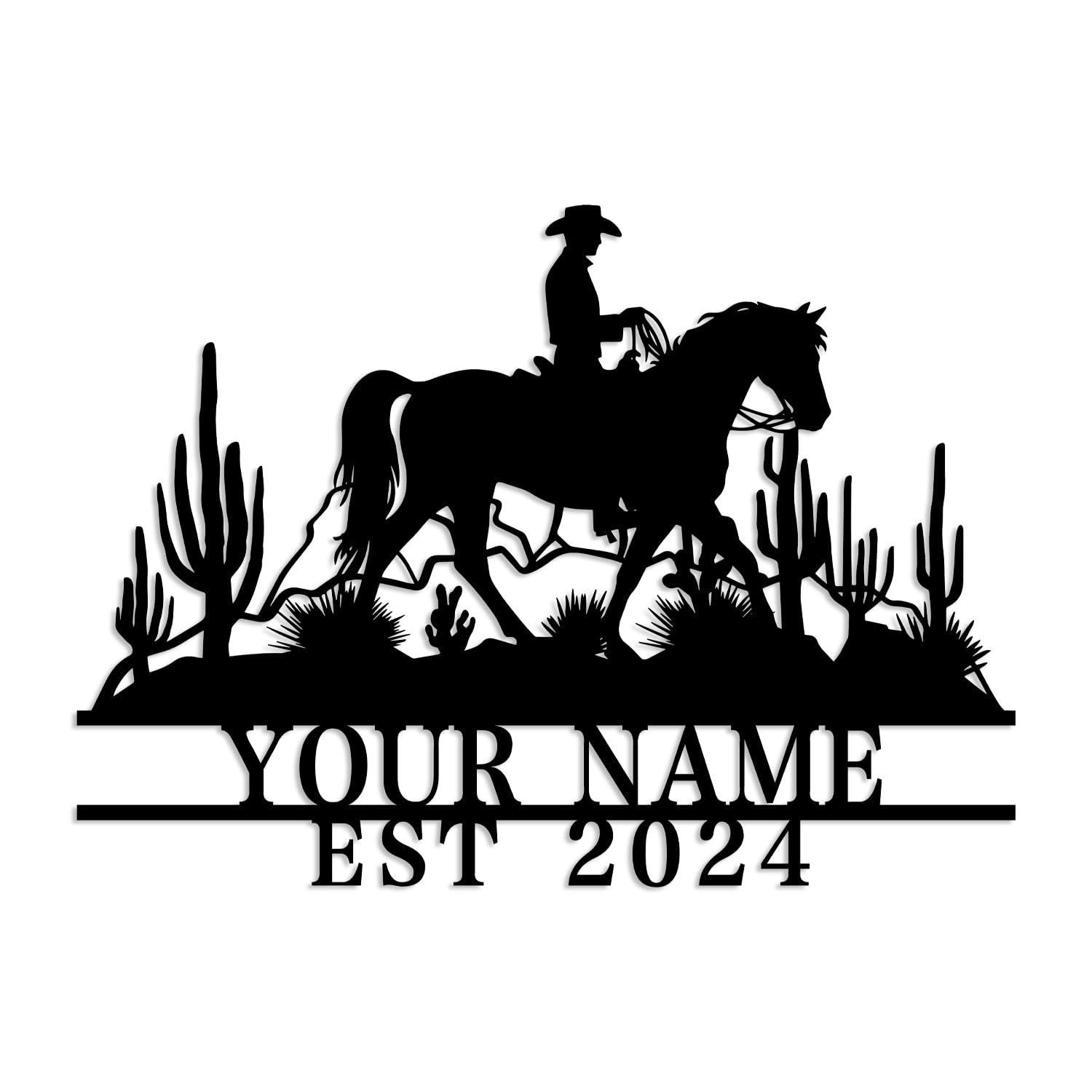 Kissesuu Custom Cowboy Metal Wall Art, Personalized Western Cowboy Skull Hold Gun Sign, Farmhouse Decor, Black, 1x1 inches