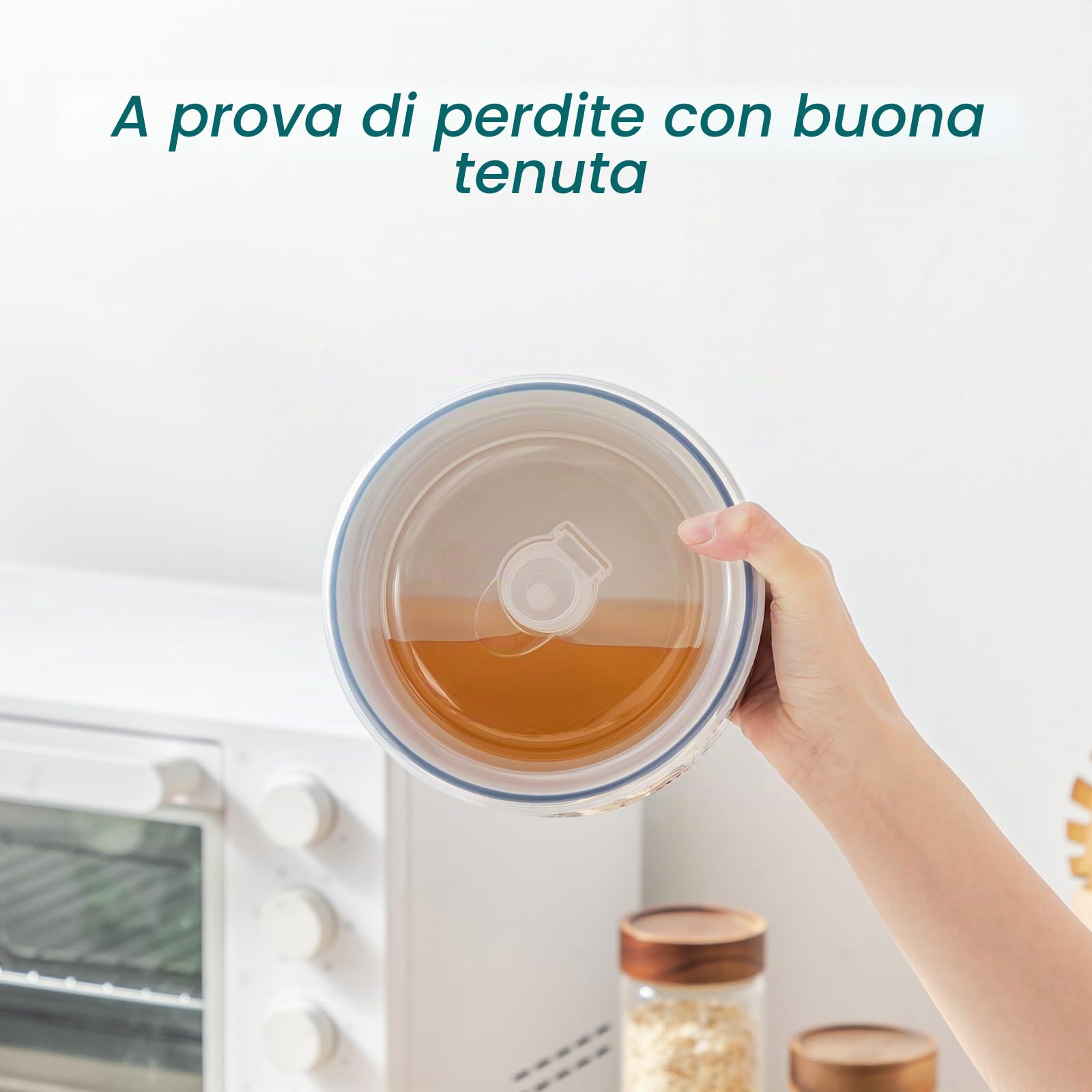 vancasso SELENE - Set di 4 Contenitori per Alimenti, Lunch Box in Ceramica, Contenitori per la Cucina, Ideali per cereali, insalate, zuppe, Utilizzabili in microonde e congelatore - Bianco e Blu