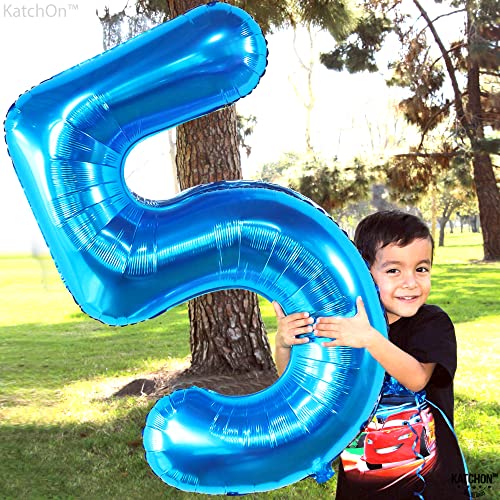 Image of KatchOn Giant Blue Number 5 Balloon - 40 Inch | 5 Birthday Decorations