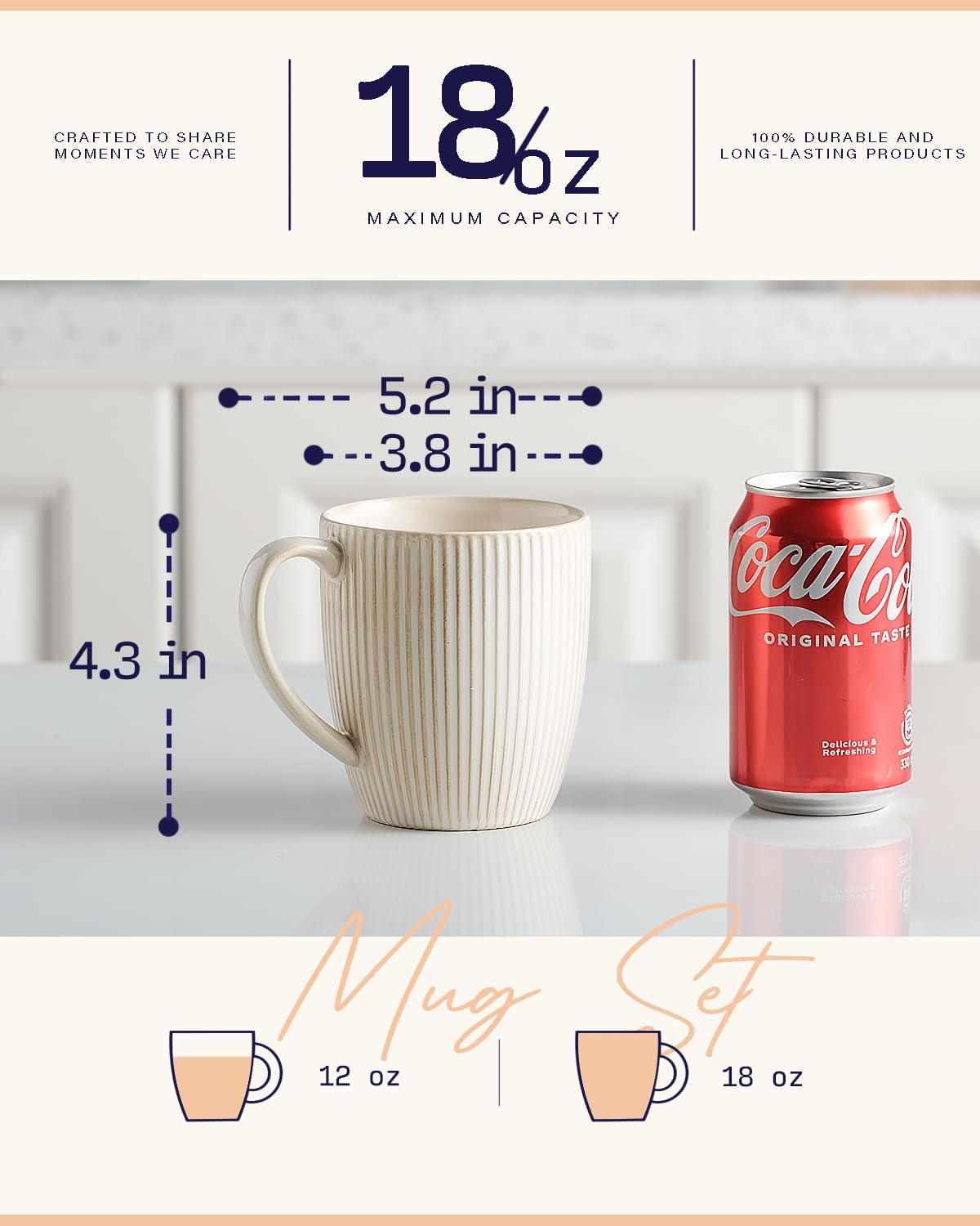 getstar Large Coffee Mugs 18 OZ Set of 4 with Big Handles, Ceramic Coffee Mug Microwave and Dishwasher Safe, Coffee Cups Ceramic - Image 3