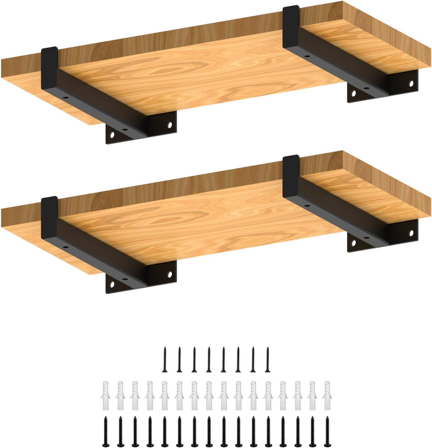 4 Pcs Heavy Duty Shelf Brackets 8 Inch Industrial Metal Floating Bracket Shelving Supports Wall Mounted with Lip (Not Included Planks)