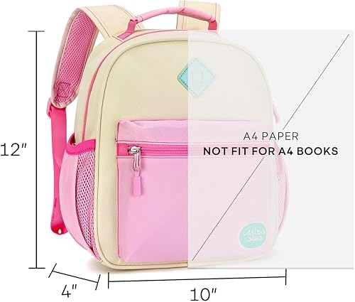 Miniatura 2 de mibasies Mochila escolar para niñas y niños, mochila escolar para preescolar y primaria.., beige rosado, Mochilas Daypack