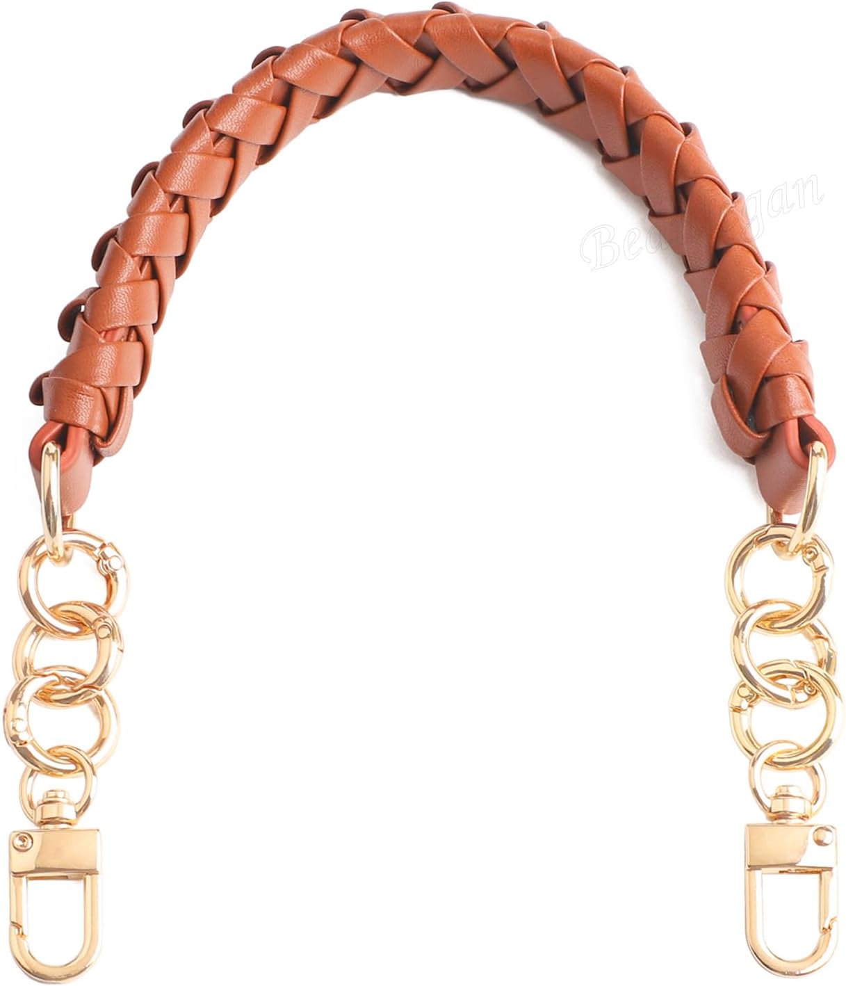 BEAULEGAN Chunky Leather Braided Purse Handle Adjustable- Short Strap Replacement for Handbag 12 Inch