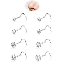 iejsbhrp 8Pcs Nose Rings Studs for Women Men, Hypoallergenic Silver