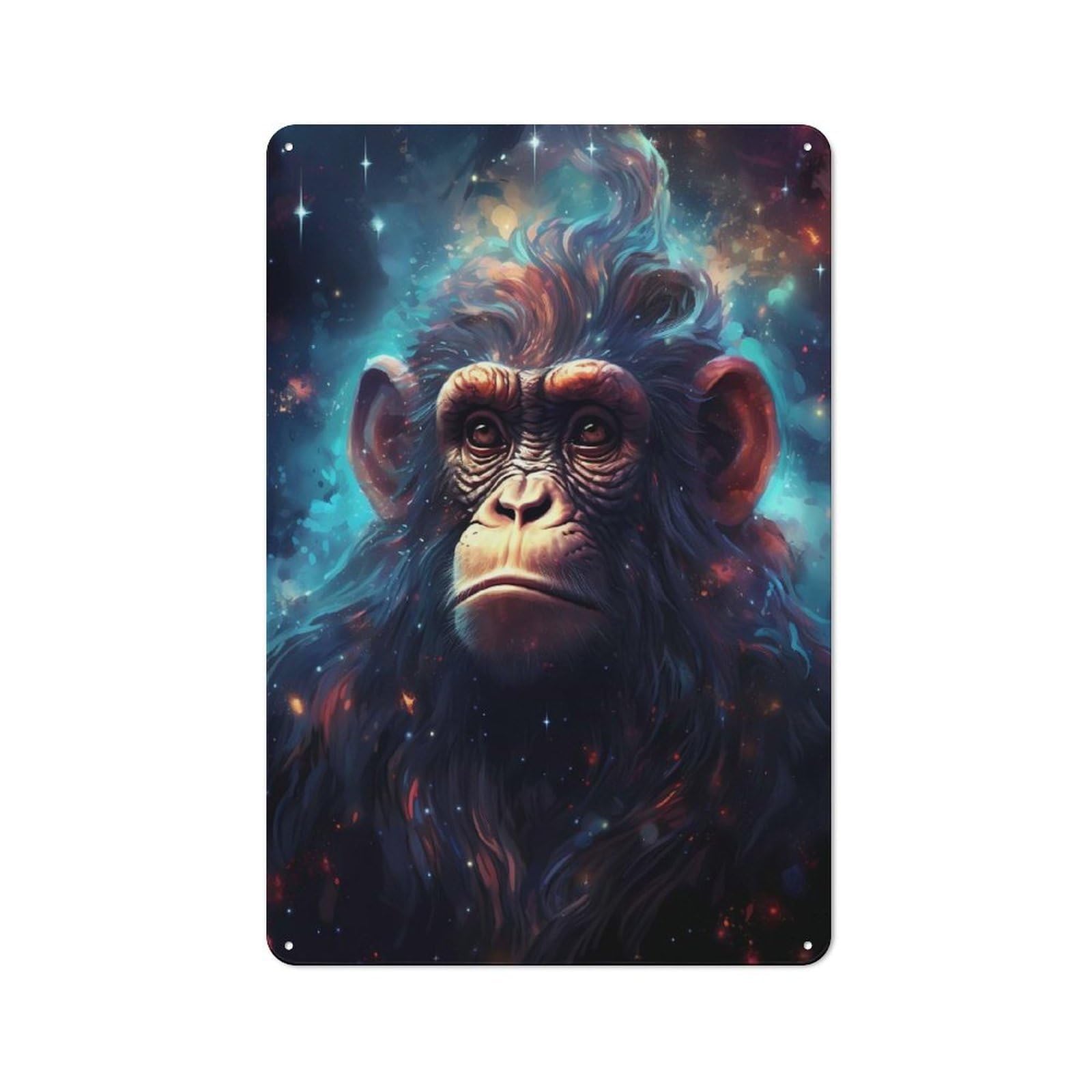 Cosmic Starry Monkey Rustic Tin Sign 30x20cm for Café Or Home Bar, Suited to Hospitality Decor Collectors