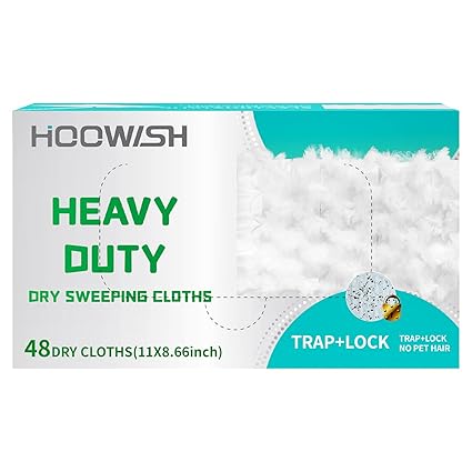 HOOWISH Sweeper Dry Sweeping Cloths: Heavy Duty Dry Mop Refills Floor Mopping Cleaner Cloths, Multi Surface Refills for Floor Cleaning, 48 Count